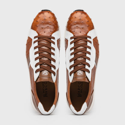 Marco Di Milano Lyon II Ostrich Quill & Calfskin Sneakers