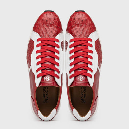 Marco Di Milano Lyon II Ostrich Quill & Calfskin Sneakers