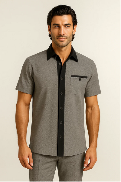 Men’s Houndstooth Walking Suit by Dreams by Zacchi – 2 Piece Lei sure Set in black/white- $99 1   - from alligatorwarehouse.com