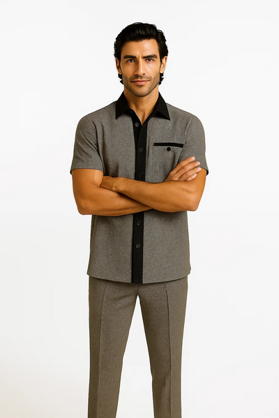 Men’s Houndstooth Walking Suit by Dreams by Zacchi – 2 Piece Lei sure Set in black/white- $99 2   - from alligatorwarehouse.com