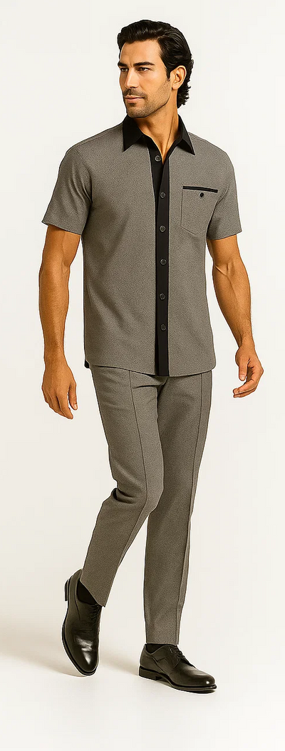 Men’s Houndstooth Walking Suit by Dreams by Zacchi – 2 Piece Lei sure Set in black/white- $99 8   - from alligatorwarehouse.com