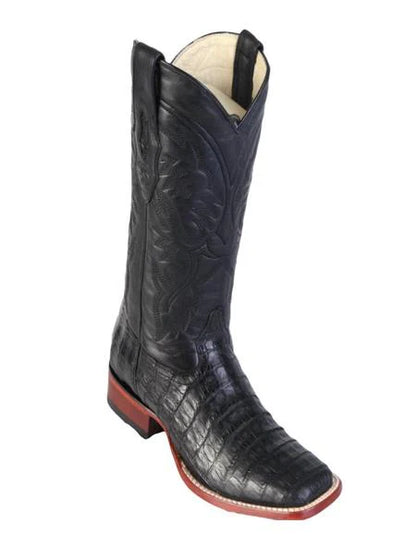 Los Altos Boots Men’s Black Caiman Belly Wide Square Toe Boots