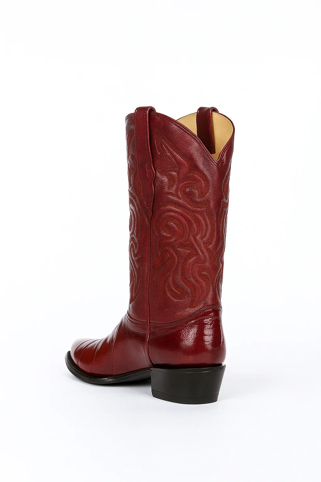 Men’s Los Altos Burgundy Eel Skin Boots – J-Toe Western Cowboy Boots