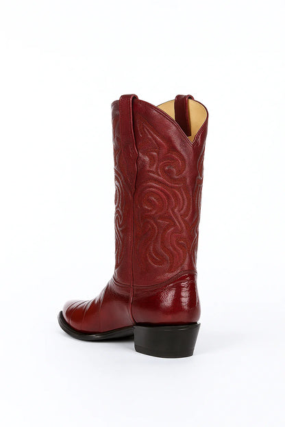Men’s Los Altos Burgundy Eel Skin Boots – J-Toe Western Cowboy Boots