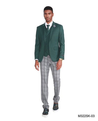 Vest & Jacket Tazio Men's Fit 3 Piece Plaid Suit Pants Vest & Jacket 4 M322SK  - from alligatorwarehouse.com