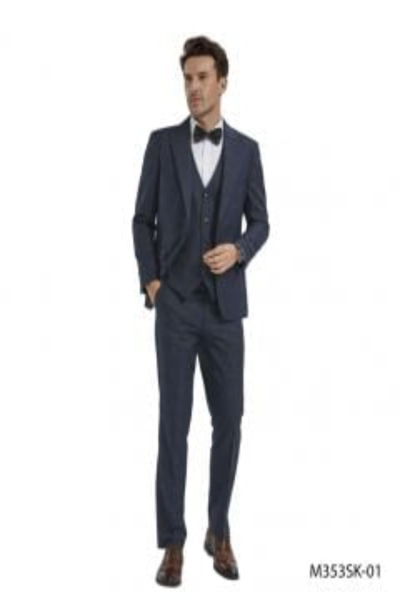 Tazio Men's Fit 3 Piece Plaid Suit Bold Patterned Look