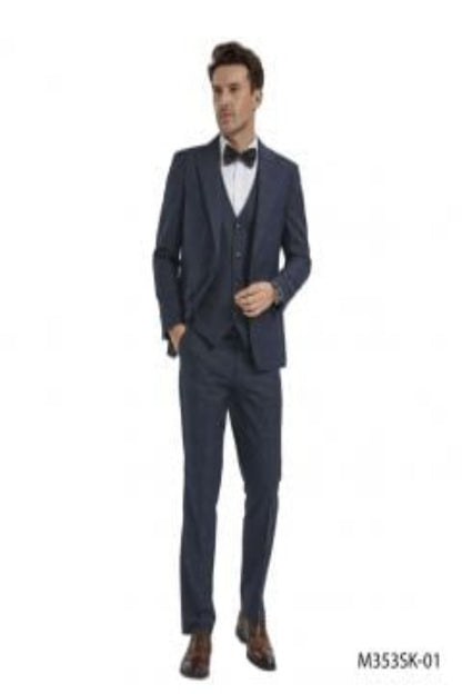 Tazio Men's Fit 3 Piece Plaid Suit Bold Patterned Look