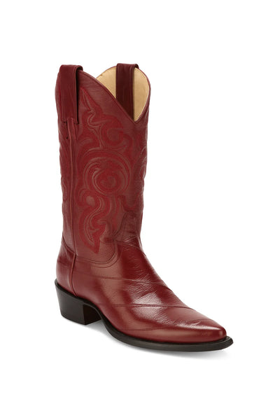 Men’s Los Altos Burgundy Eel Skin Boots – J-Toe Western Cowboy Boots