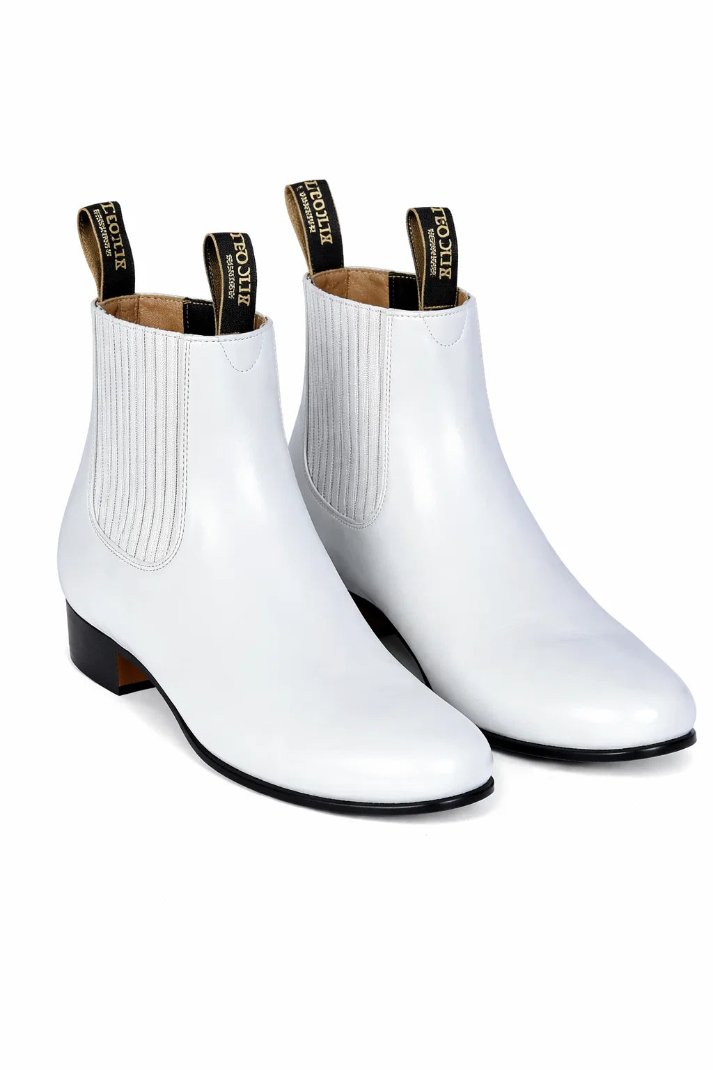 Men’s Genuine Deer Leather Western Boots – White