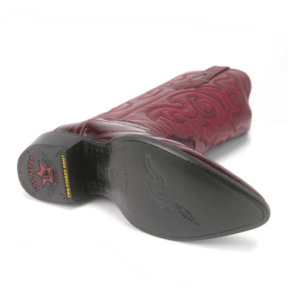 Men’s Los Altos Burgundy Eel Skin Boots – J-Toe Western Cowboy Boots