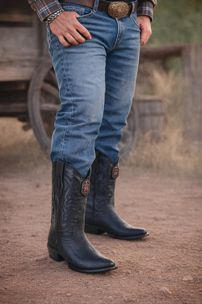 Sharkskin Round Toe Cowboy Boots