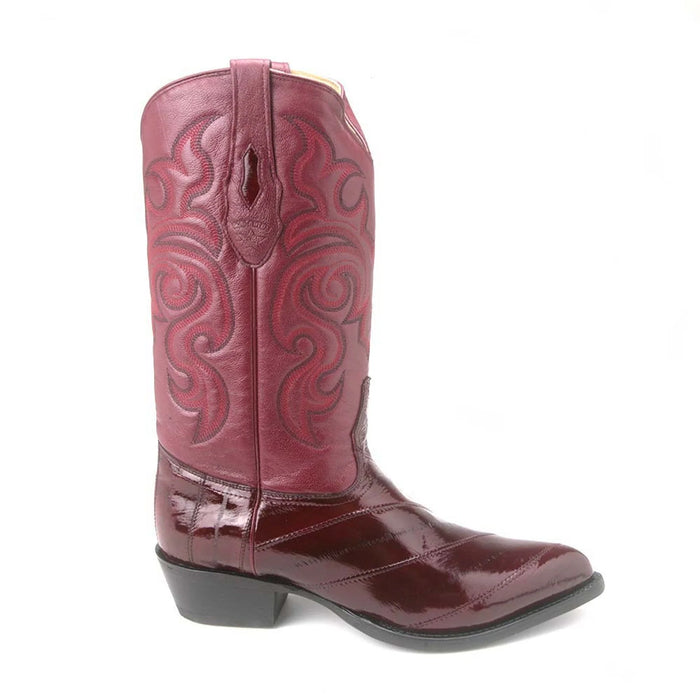 Men’s Los Altos Burgundy Eel Skin Boots – J-Toe Western Cowboy Boots
