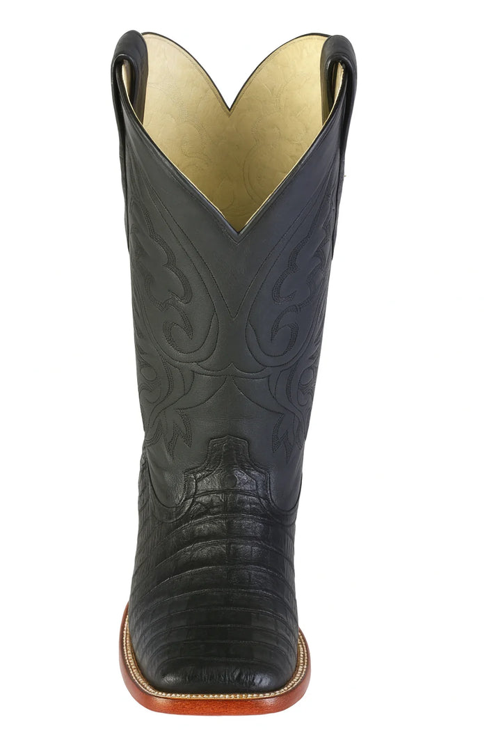 Los Altos Boots Men’s Black Caiman Belly Wide Square Toe Boots