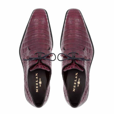 Mezlan Anderson Burgundy Genuine Crocodile Lace-Up 2   - from alligatorwarehouse.com