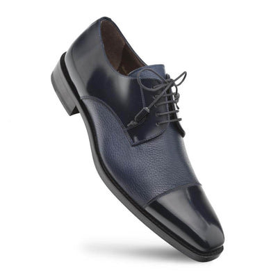 Mezlan Soka Navy Blue Deerskin & Calf Lace-Up 1   - from alligatorwarehouse.com