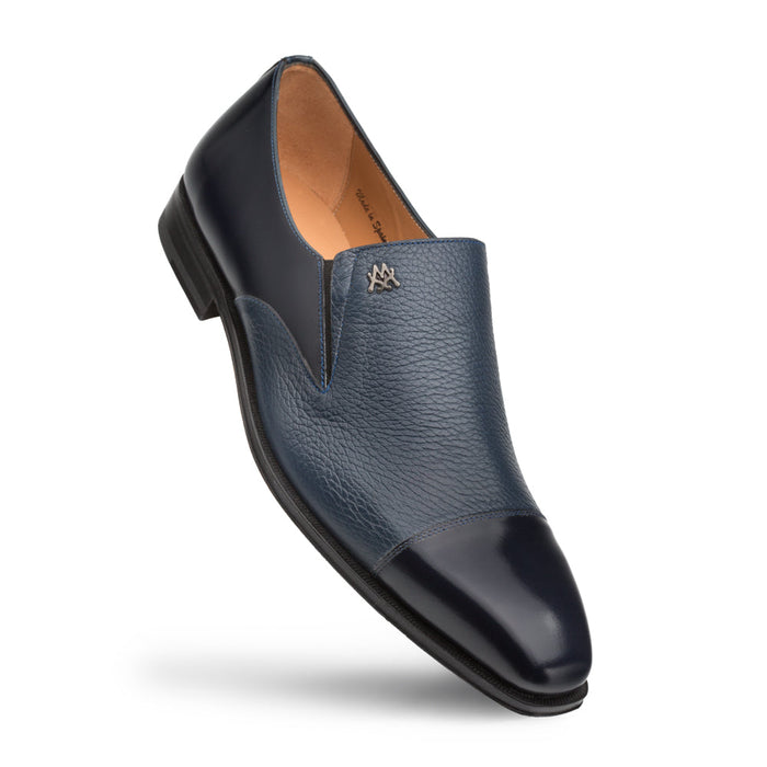 Mens Mezlan Modern Cap-Toe Slip-On Loafer Premium Calfskin That Bridges The Gap Between Formal Oxfords & Everyday Loafers In Color Blue