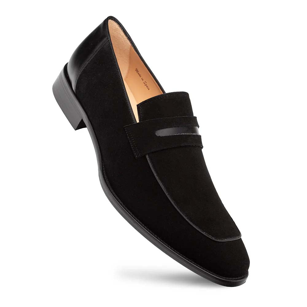 Mezlan Galeno Suede Penny Loafer Black (21247)