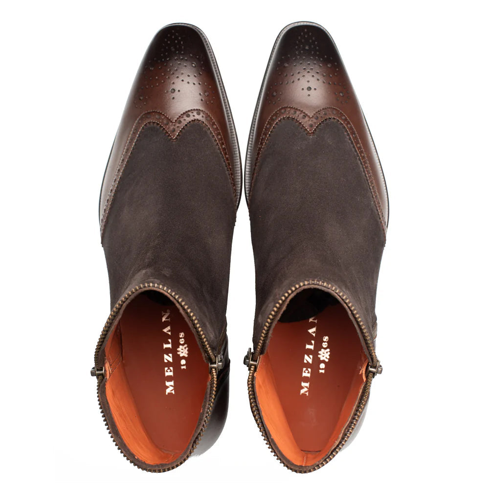 Mezlan Camilleri Calf / Suede Zip Boot Brown (21343)