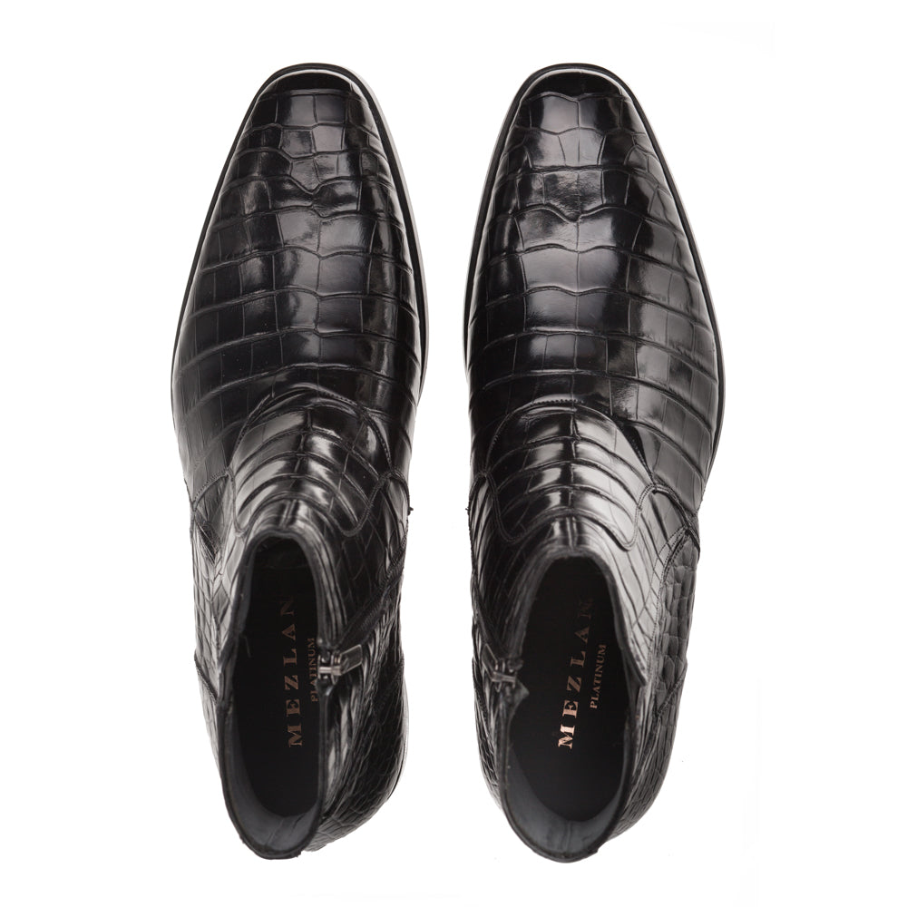 Mezlan Belucci Alligator Zipper Boots Black (3663-J)