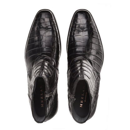 Mezlan Belucci Alligator Zipper Boots Black (3663-J)