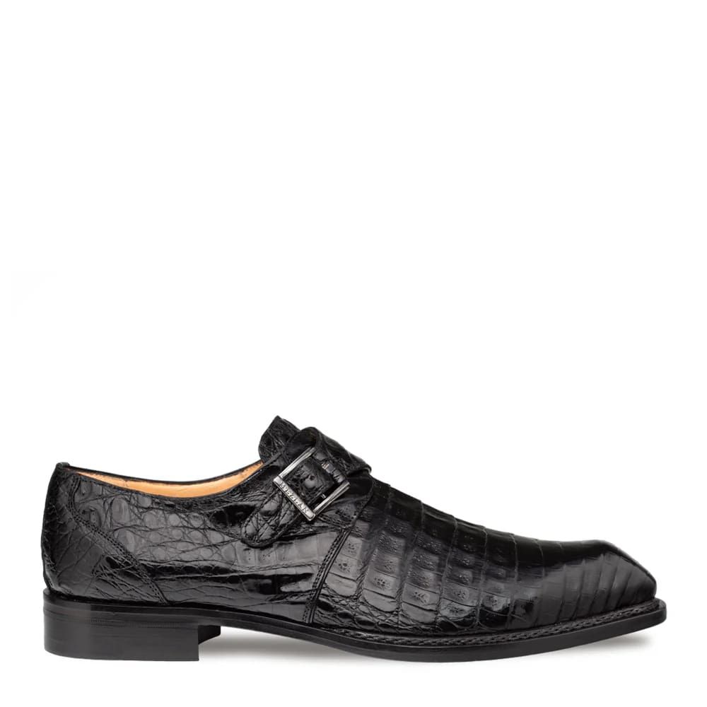 Mens Mezlan Prague Double Monk Strap Caiman Crocodile Dress Shoe in Cognac