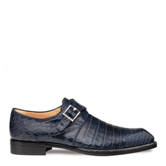 Mens Mezlan Prague Double Monk Strap Caiman Crocodile Dress Shoe in Cognac