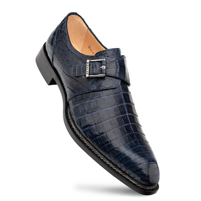 Mezlan Gigolo Crocodile Monk Strap Blue (50056-F)