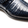 Mens Mezlan Prague Double Monk Strap Caiman Crocodile Dress Shoe in Cognac 13   - from alligatorwarehouse.com