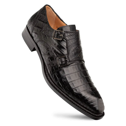 Mezlan Doyers Crocodile Double Monk Strap Black (50176-F)