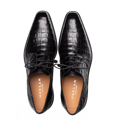 Mezlan Riverside Crocodile Lace-Up Derby Black (50180-F)