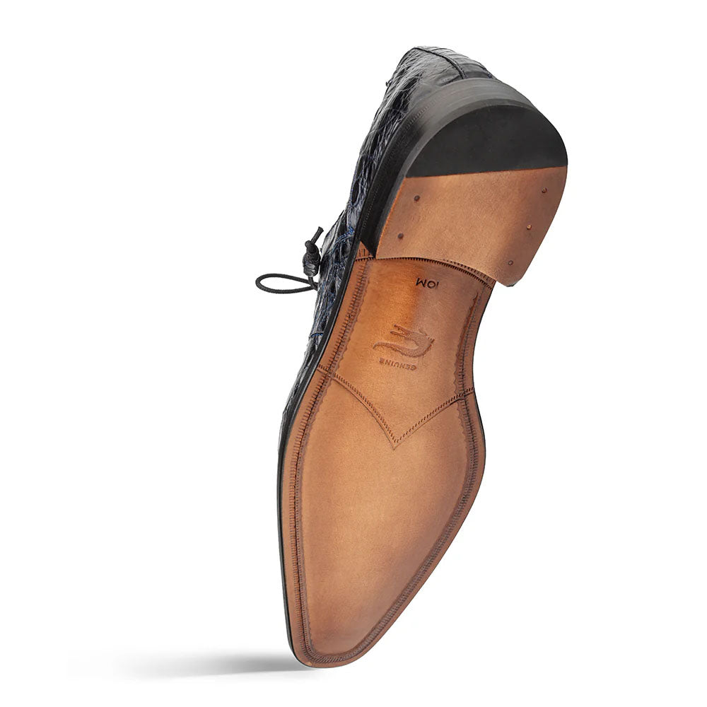 Mezlan Riverside Crocodile Lace-Up Derby Blue (50180-F)