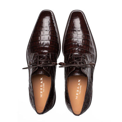 Mezlan Riverside Crocodile Lace-Up Derby Brown (50180-F)