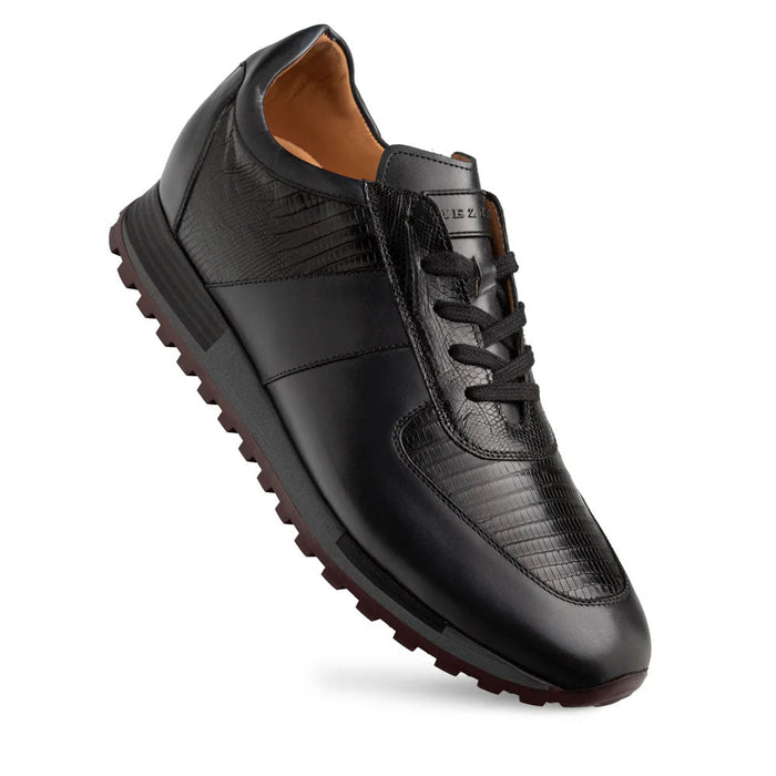 Mezlan Greenwich Calf/Lizard Sneaker - Black
