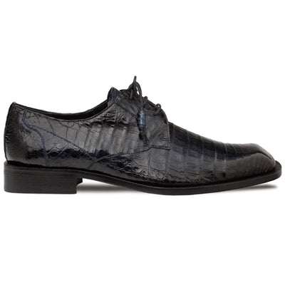 Mezlan Ugo Crocodile Square Toe Lace Up Derby Blue (50200-F)
