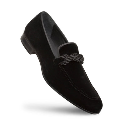 Mezlan Black Braided Formal   Velvet Loafer 1   - from alligatorwarehouse.com