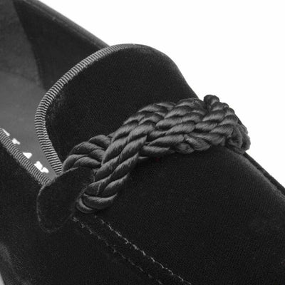 Mezlan Black Braided Formal   Velvet Loafer 4   - from alligatorwarehouse.com