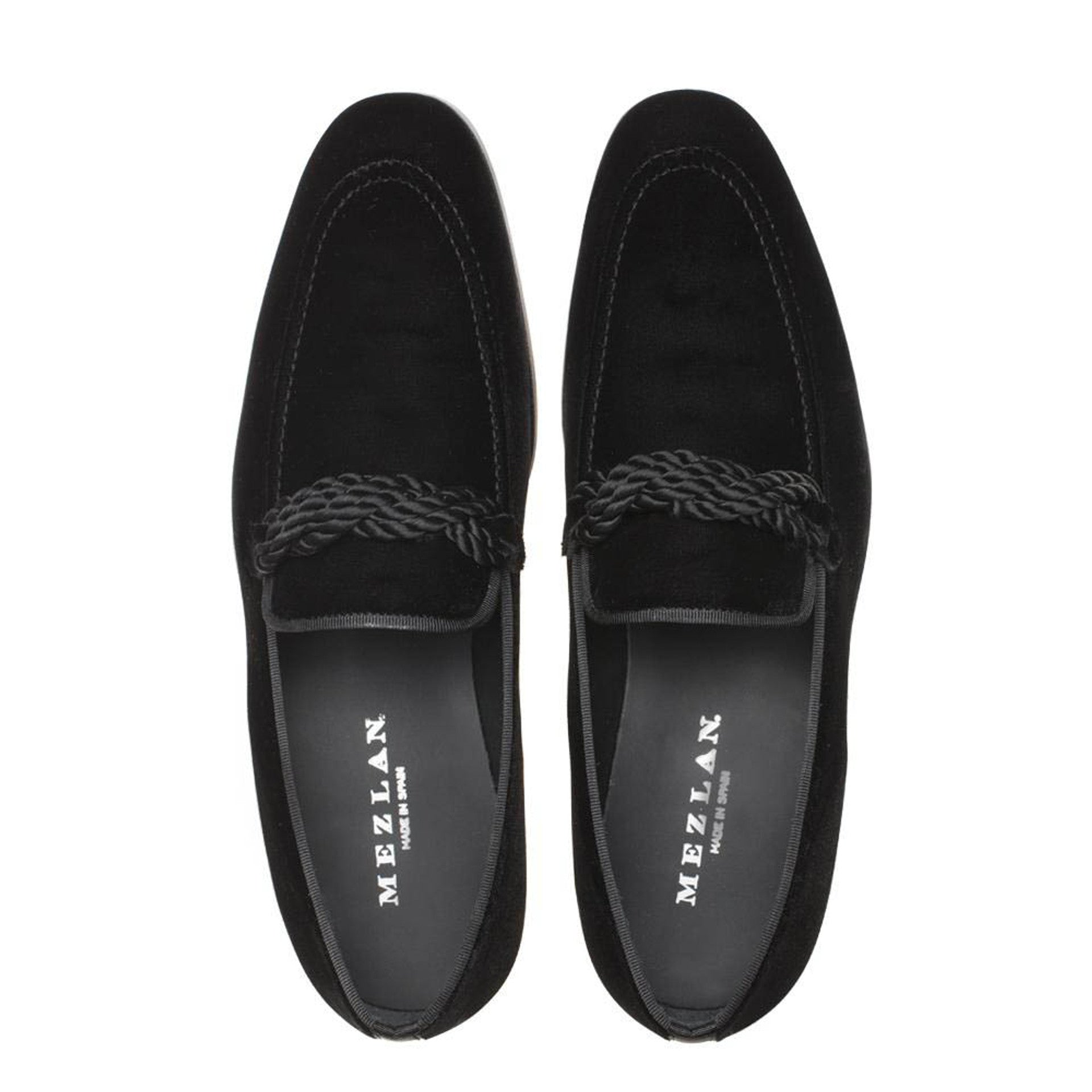 Mezlan Black Braided Formal   Velvet Loafer