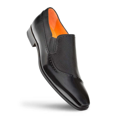 Mezlan Black Deerskin and Calf leather Slip-on for men 1   - from alligatorwarehouse.com
