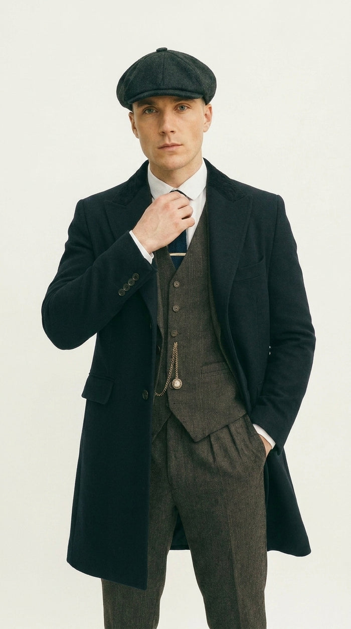 Men’s Grey Peaky Blinders Costume Outfit, Thomas Shelby Inspired 3 Piece Vintage Suit