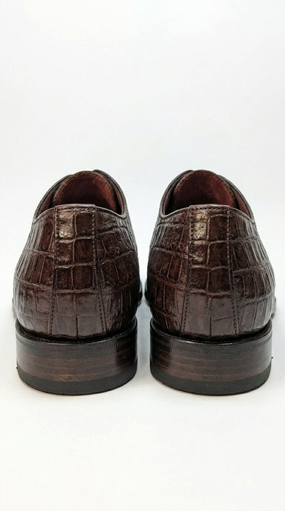 Men’s Los Altos Brown All-Over Crocodile Lace Up Dress Shoes, Exotic Formal Wedding Shoes