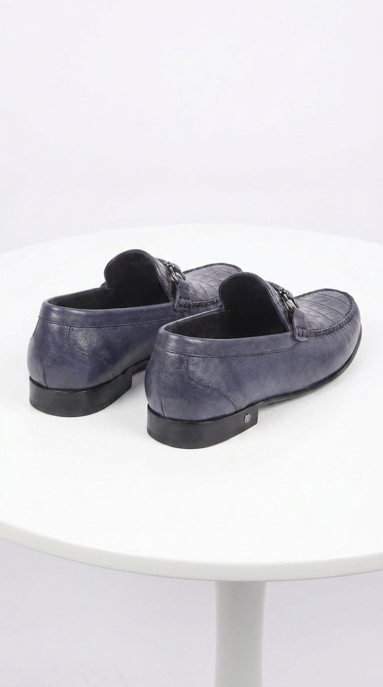 Lombardy Men’s Crocodile Calfskin Bit Loafers, Exotic Dress Casual Slip-On Shoes