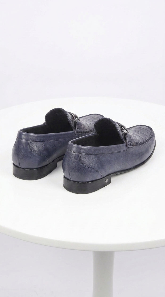 Lombardy Men’s Crocodile Calfskin Bit Loafers, Exotic Dress Casual Slip-On Shoes