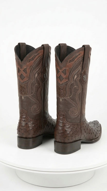 Men’s Wild West Yellow Gold Ostrich Skin 3X Toe Boots 29503-A, Exotic Western Cowboy Boots