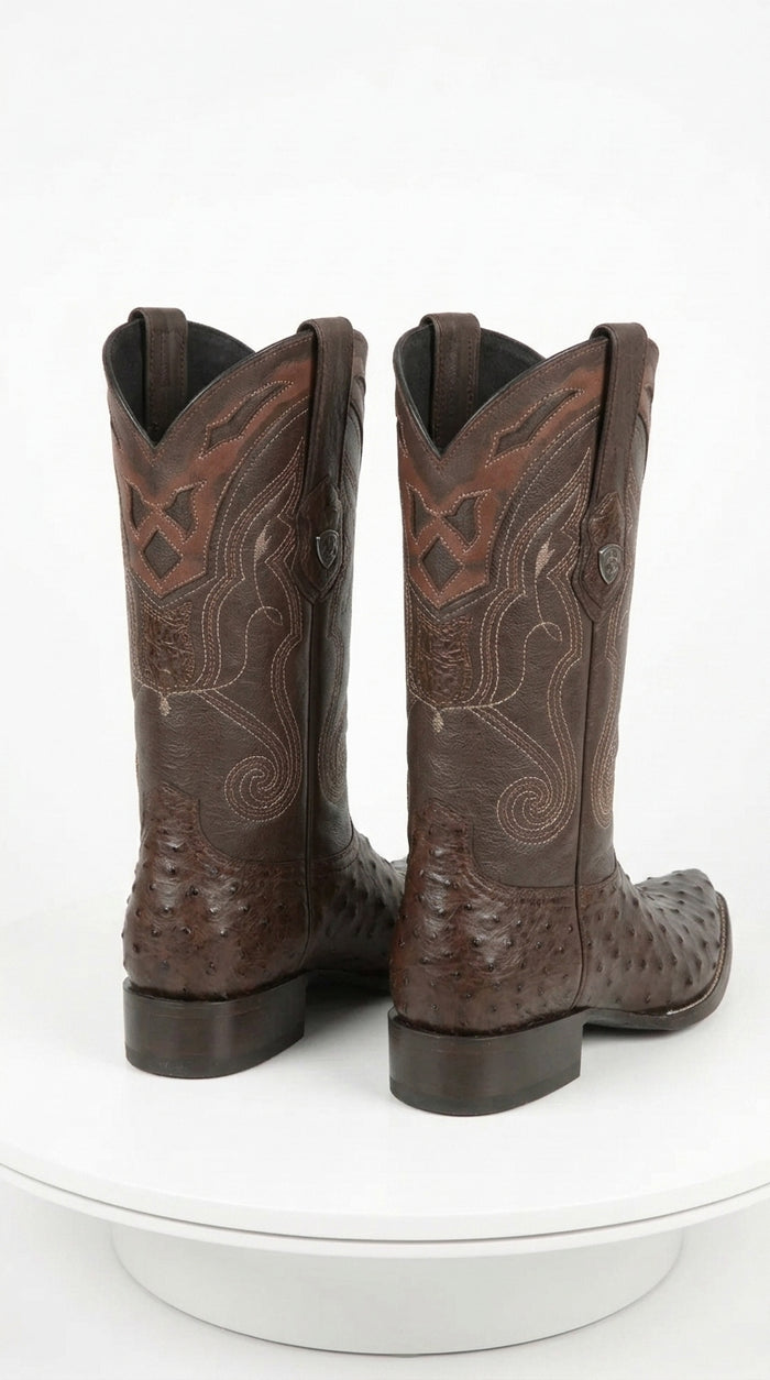 Men’s Wild West Yellow Gold Ostrich Skin 3X Toe Boots 29503-A, Exotic Western Cowboy Boots