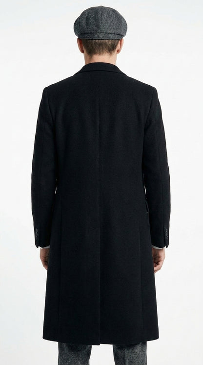 Men’s Grey Peaky Blinders 3 Piece Suit with Black Overcoat and Hat, Thomas Shelby Inspired Costume