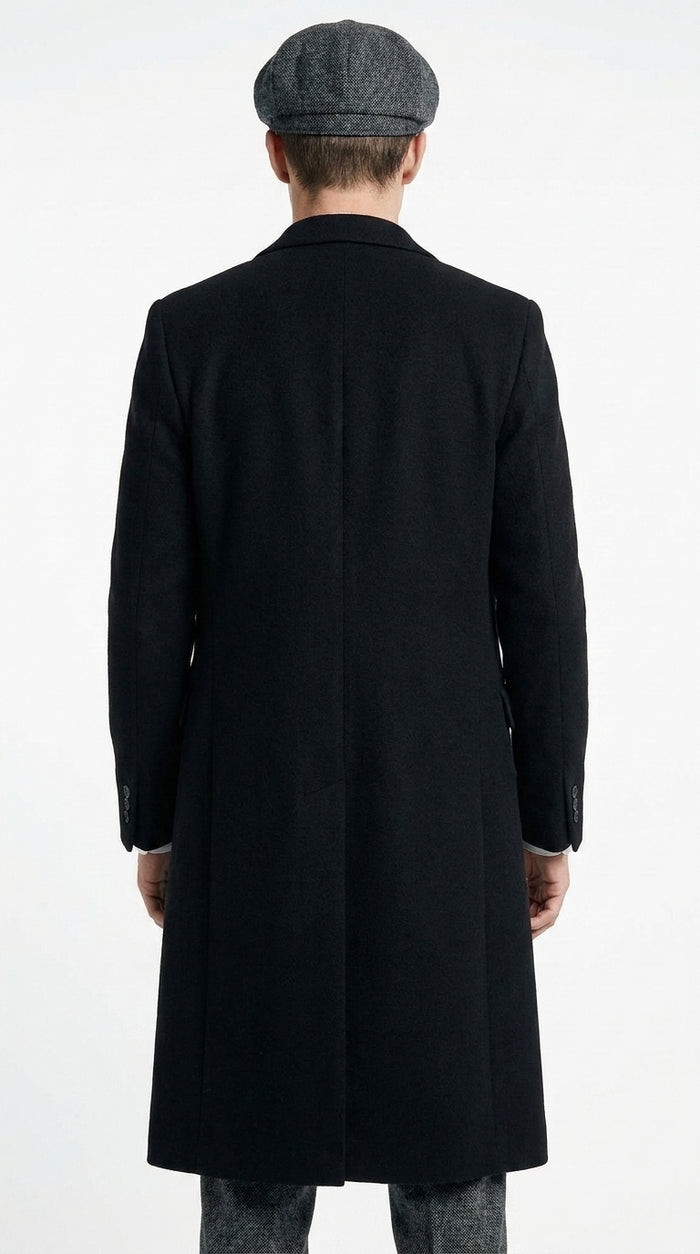 Men’s Grey Peaky Blinders 3 Piece Suit with Black Overcoat and Hat, Thomas Shelby Inspired Costume