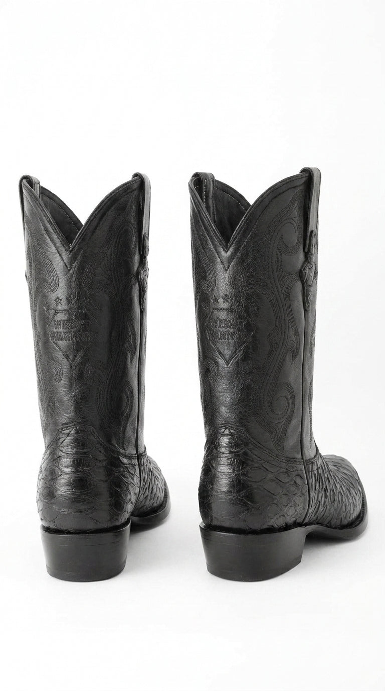 White Diamond Men’s Black Anteater Print Western Boots – J-Toe Cowboy Dress Boots