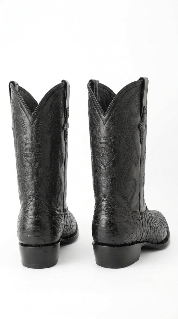 White Diamond Men’s Black Anteater Print Western Boots – J-Toe Cowboy Dress Boots