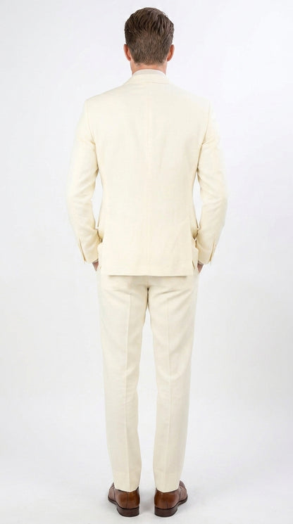 Apollo King Men’s Ivory Poplin Suit, 2 Button Modern Formal Wedding Dress Suit