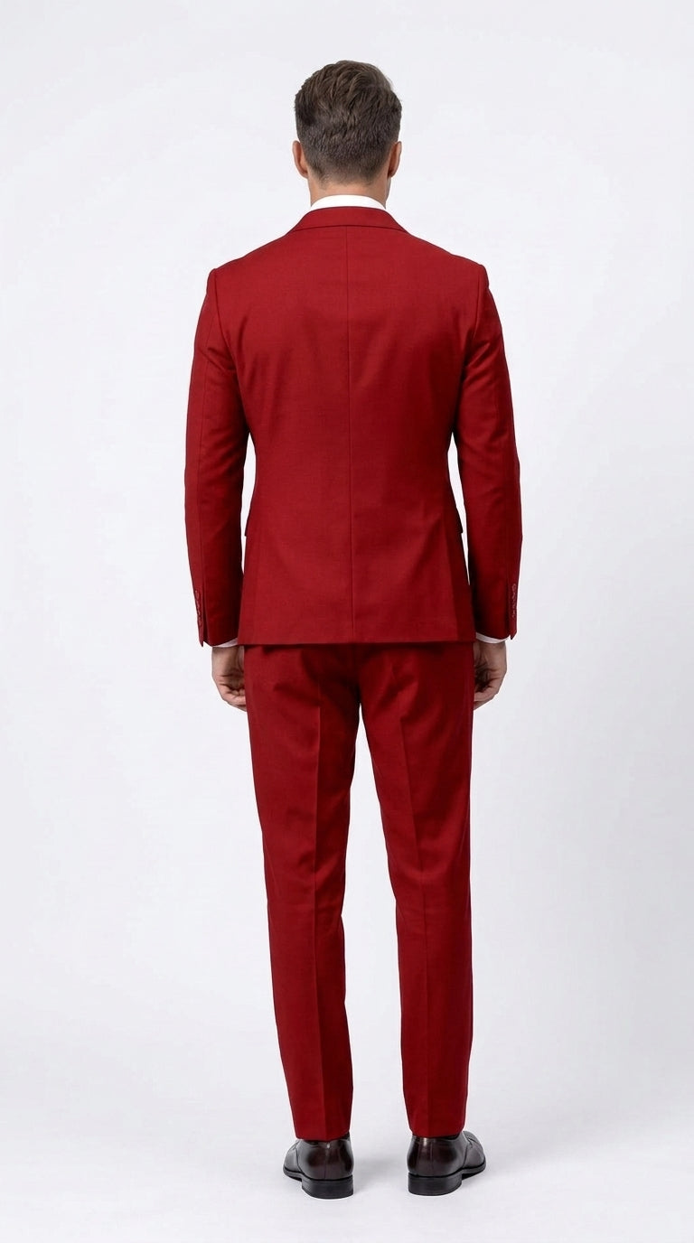 Men's Red Double Breasted Suit – Regular Fit 2-Piece Pleated Pants Wedding, Church & Formal Dress Suit